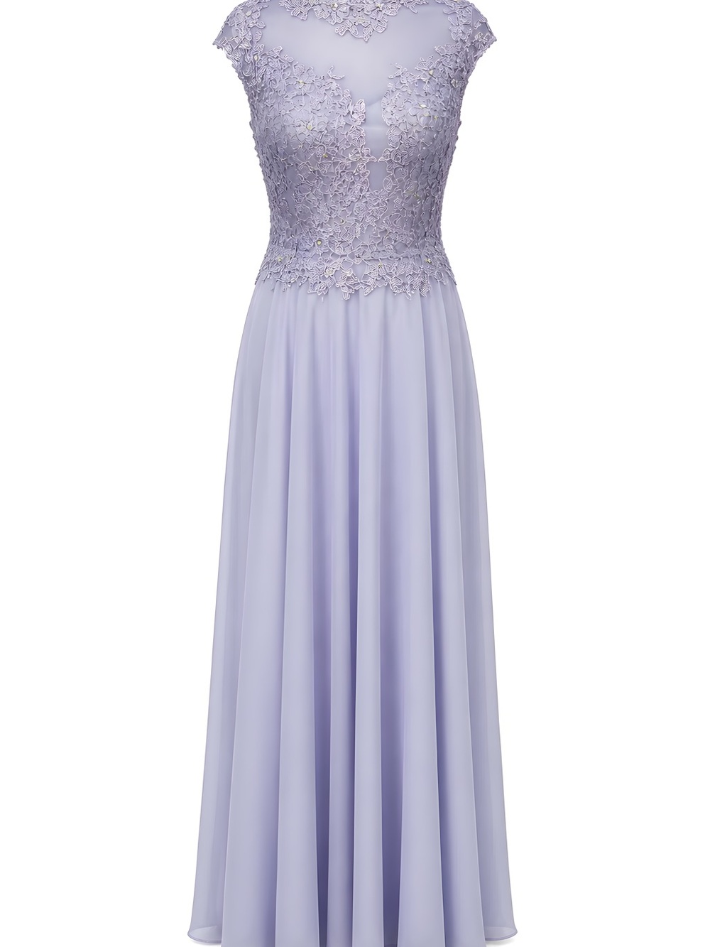 Lace Appliqué Evening Gown in Lavender